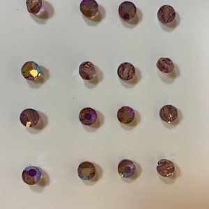 24pc Swarovski Crystal Light Amethyst AB  6mm Faceted Lentil 5100 Beads; or 360pc Swarovski Factory Pack; Aka Aspirin or tablet bead