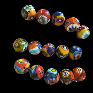 10mm Vintage Ercole Moretti Millefiori Bead 1950’s. 10 mm. Pkg.1.