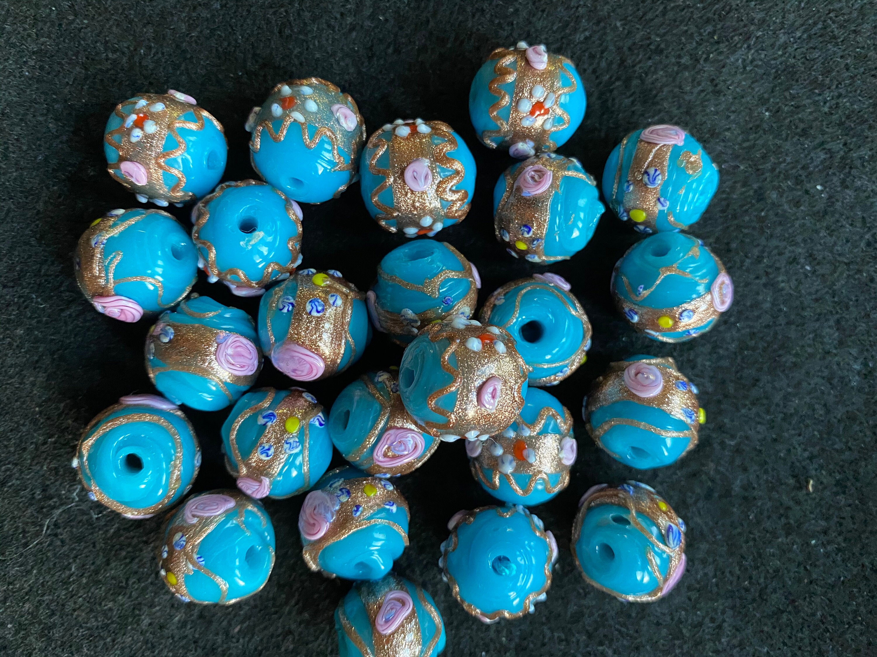 Q1, 14 Mm, Vintage, Ercole Moretti, Fiorato, Bead, Lampwork