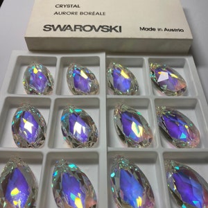 1 Pendant 38mm Crystal AB Vintage Almond Shaped Pendant 6105 Swarovski Factory Pack