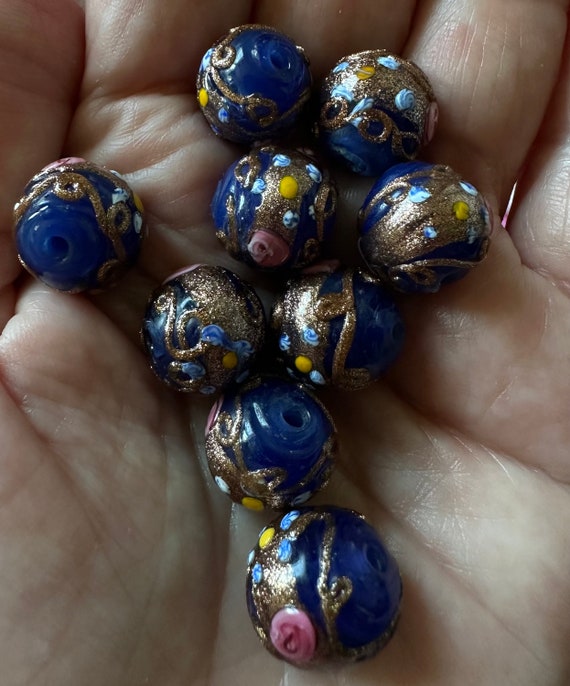 2 Collectable Vintage Venetian Fancy Beads, Vintage Murano Glass