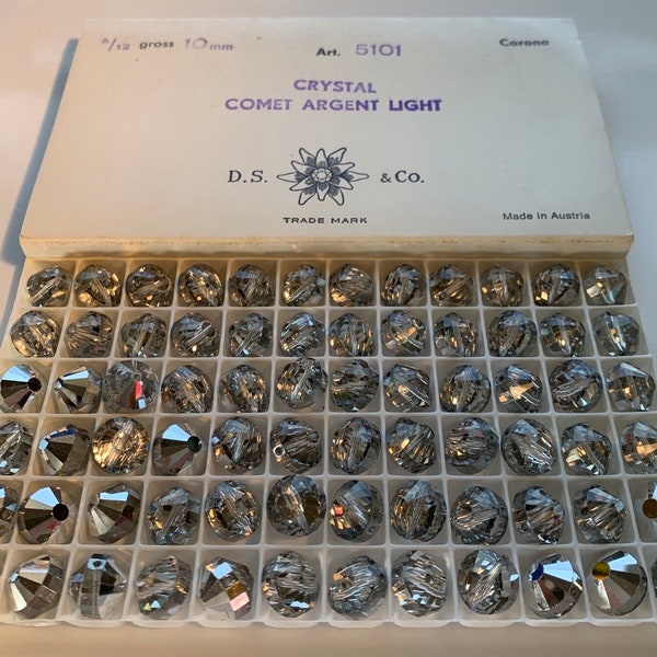 Comet Argent Light, CAL ,10mm ,Lentil, 5101, Beads, 72 beads, Vintage,Tablet ,Aspirin ,Beads Swarovski Crystal Factory Pack