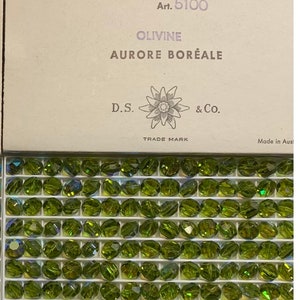 Factory Pack Swarovski Crystal Olivine AB 8mm Tablet 5101 Beads; 144pc; Vintage! Iridescent Green