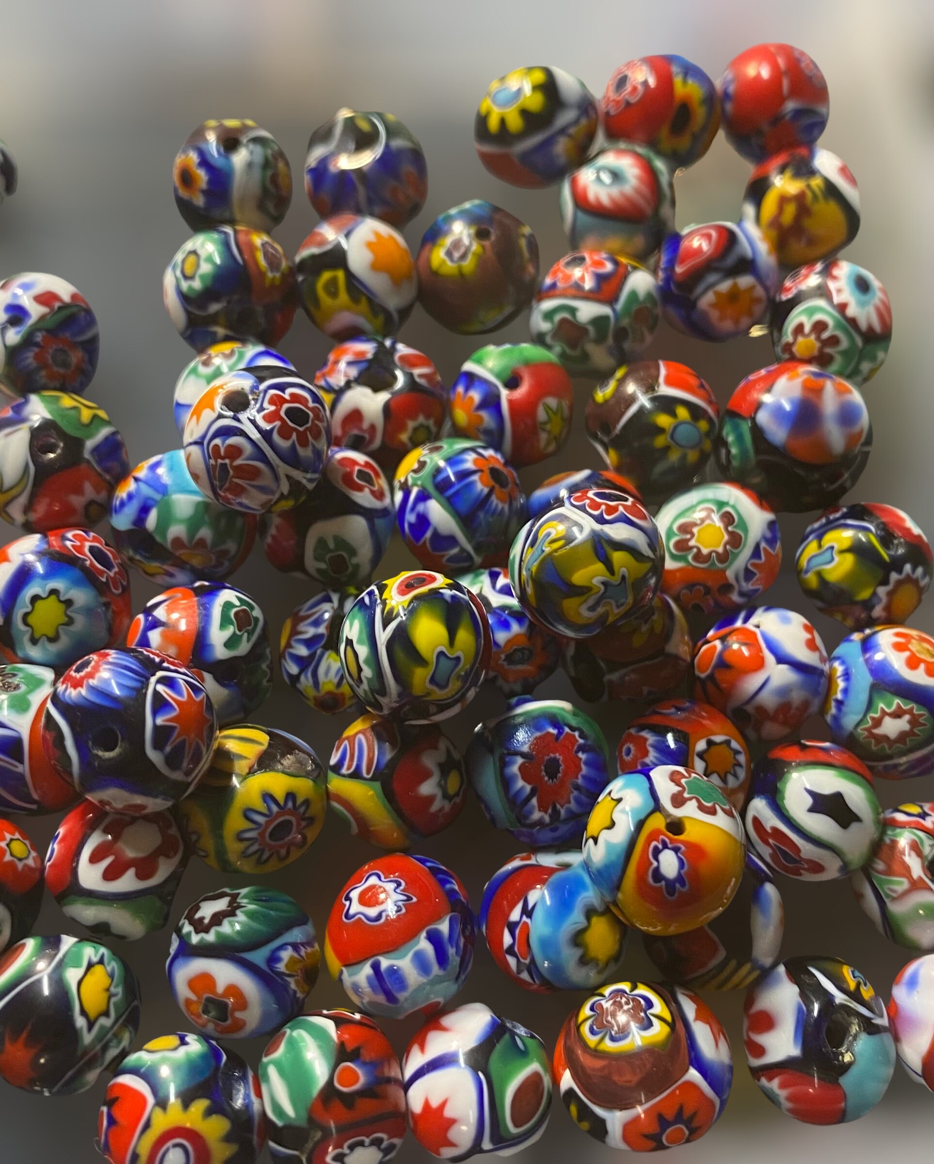 Q35, 8mm Ercole Moretti Fine Millefiori Glass Beads, Vintage Millefiori
