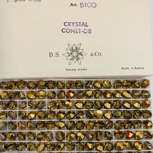 Comet OR  ,8mm, round, Lentil ,5100, Beads, 144pc; Vintage ,crackled gold  Swarovski Crystal Factory Pack