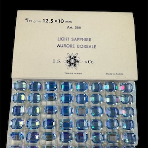 Light Sapphire AB, 12.5x10mm, Faceted , Rectangle,  5105, Beads, 48 Beads, Vintage Swarovski Crystal Factory Pack