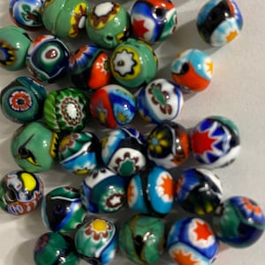 6 Stück 8mm Vintage Millefiori Perlen 1950er Jahre; Vintage Murano Ercole Moretti Feine Millefiori Perlen aus Venedig Italien; Original Produktion