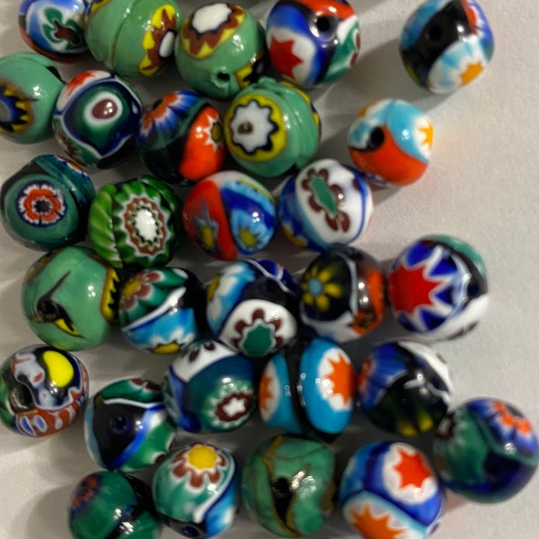 6pc 8mm Vintage Millefiori Beads 1950’s; Vintage Murano Ercole Moretti Fine Millefiori Beads from Venice Italy; Original Production