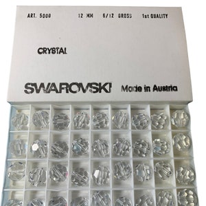 Factory Pack Swarovski Crystal Clear,  12mm Faceted Round 5000 Beads; 72pcs; Vintage; New in Box