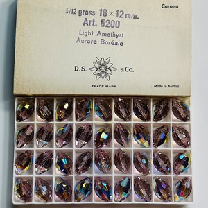 Light Amethyst AB, 18x12mm , 36 Oval Beads, Art 5200 , vintage Factory Pack Swarovski Crystal Factory Pack