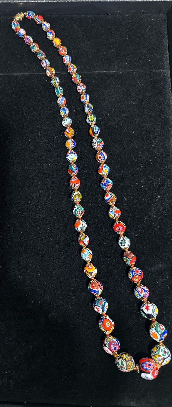 Vintage Millefiori necklace  28” MILLEFIORI neckl… - image 5