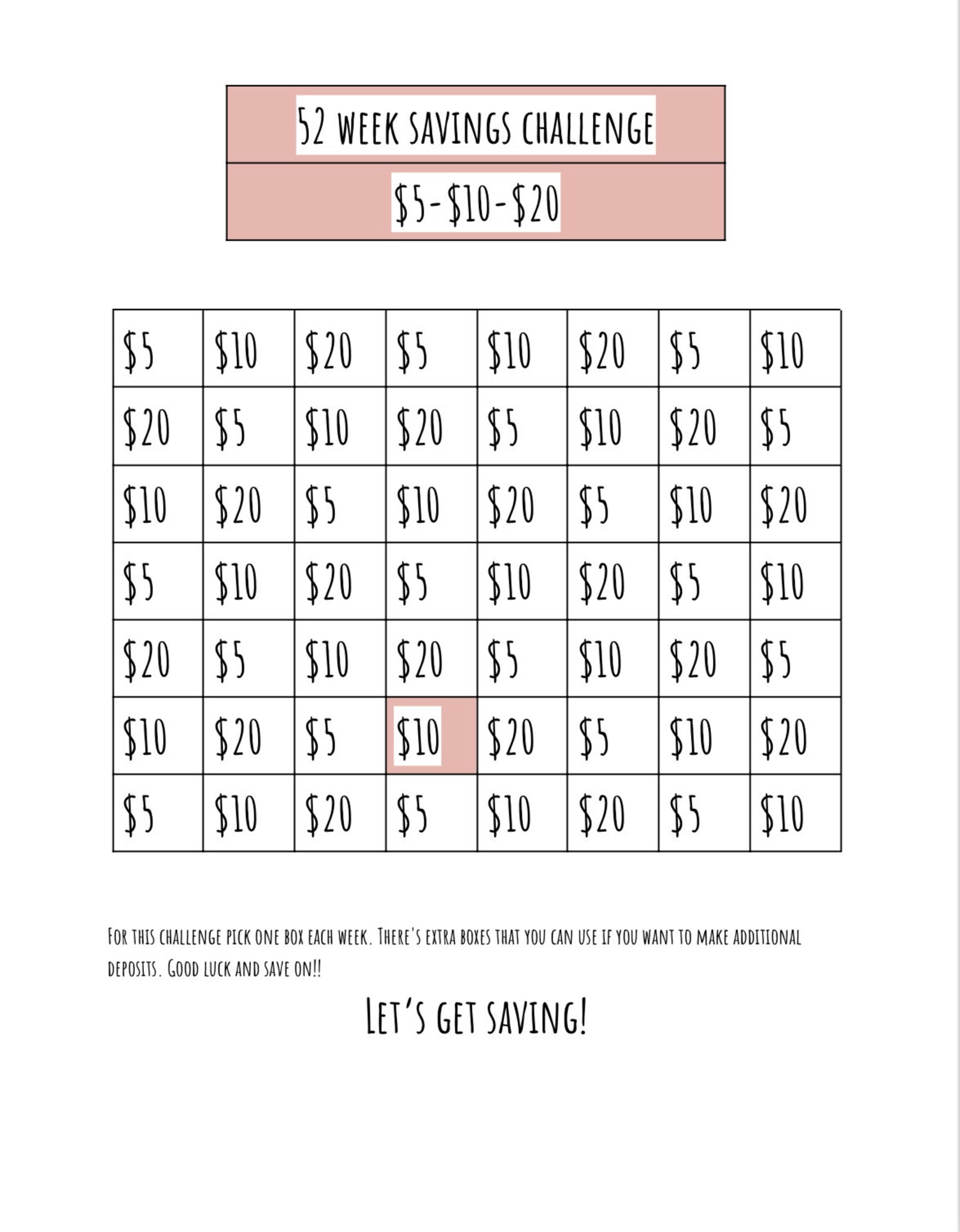 Printable Weekly Cash Stuffing Worksheet And Savings Etsy