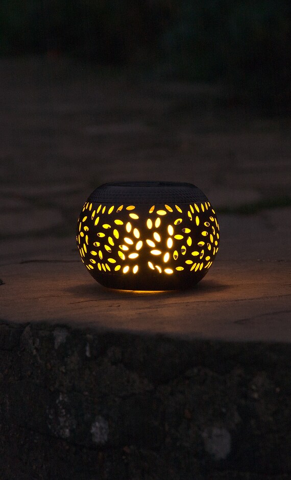 Solar Flame Lantern LED Outdoor Light Garden Etsy UK