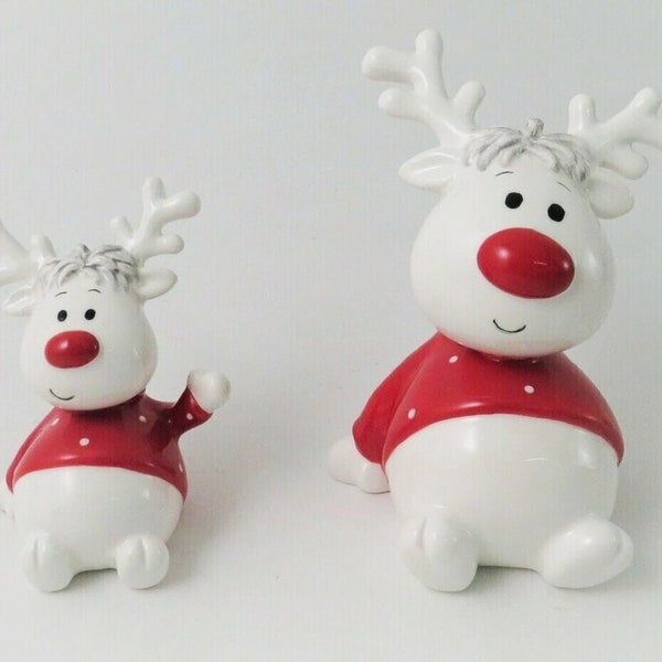 Sitting Reindeer with Red Nose - 2 Sizes