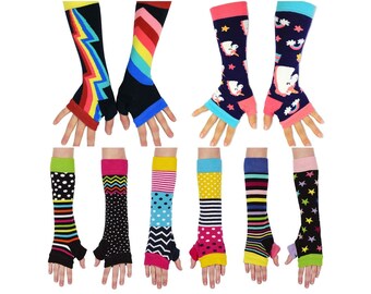 Ladies Girls Long Arm Warmers/Fingerless Gloves-5 Designs