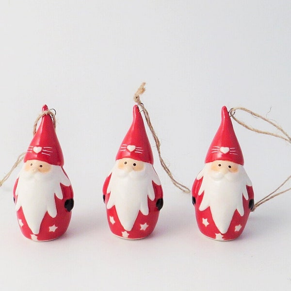 Hanging Santa With Stars Christmas Decoration 6.5cm -SINGLE