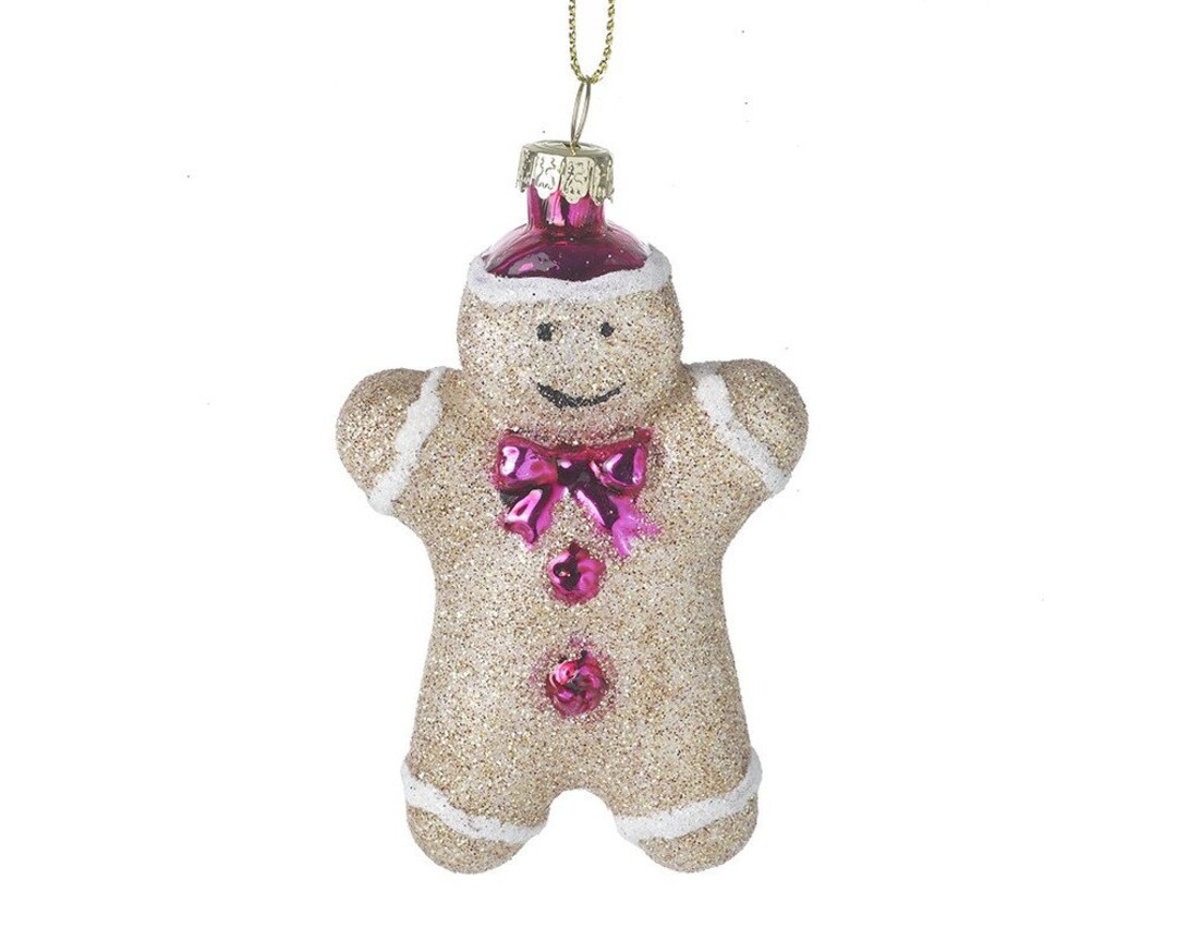 Glass Hanging Gold Glitter Gingerbread Man Etsy UK