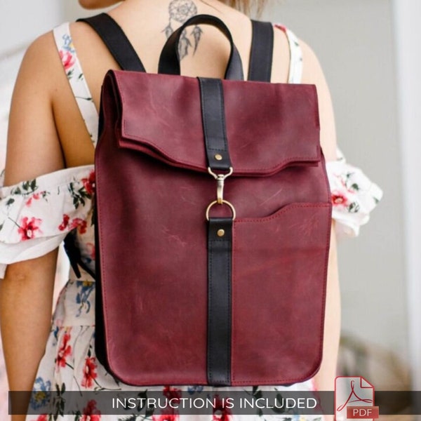 Backpack sewing pattern, Backpack sewing pdf, Backpack pattern pdf, Leather backpack pattern pdf, Leather laptop bag pdf