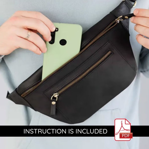 Waist bag pattern, Waist bag pdf, Belt bag pattern, Belt bag pdf, Leather belt bag pattern, Leather waist bag pattern, Sling bag pattern