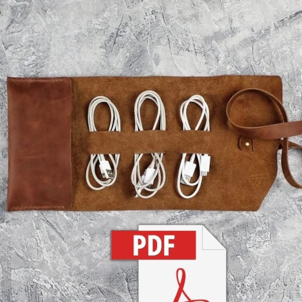 Tech accessories case pattern,Tech organizer pdf,Cable organizer pattern,Cord organizer pdf