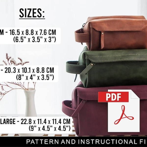 Cosmetic bag pattern, Cosmetic bag pdf, Makeup bag pattern, Makeup bag pattern pdf, Make up bag pattern, Leather makeup bag pattern