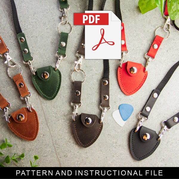 Guitar pick holder pdf,Guitar pick case pattern,Pdf download,Plectrum case pdf,Leather PDF,Template guitar pick case