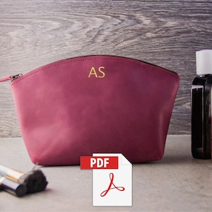 Leather makeup bag pattern,Cosmetic bag pdf pattern,Cosmetic bag pattern,Cosmetic bag pdf