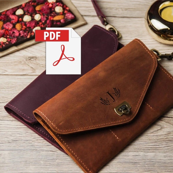 Wristlet wallet pattern,Clutch wallet pattern,Wristlet clutch pdf,Wallet women pdf,Wallet women pattern,Leather clutch pattern