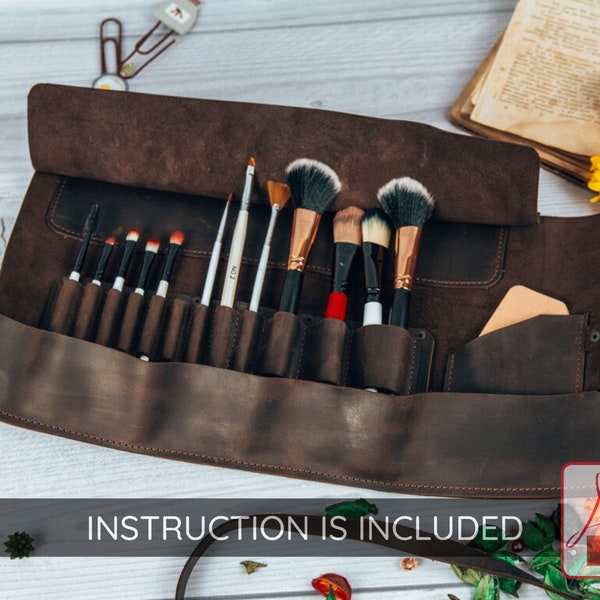 Makeup brush pattern, Leather makeup bag pattern, Brush roll pattern, Brush roll pdf, Makeup organizer pdf, Makeup organizer pattern