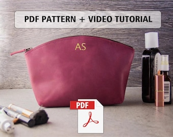 Leather makeup bag pattern,Cosmetic bag pdf pattern,Cosmetic bag pattern,Cosmetic bag pdf