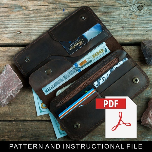 Long wallet pattern,Long wallet pdf,Leather wallet woman patterns,Wallet women pattern,Credit card wallet pattern