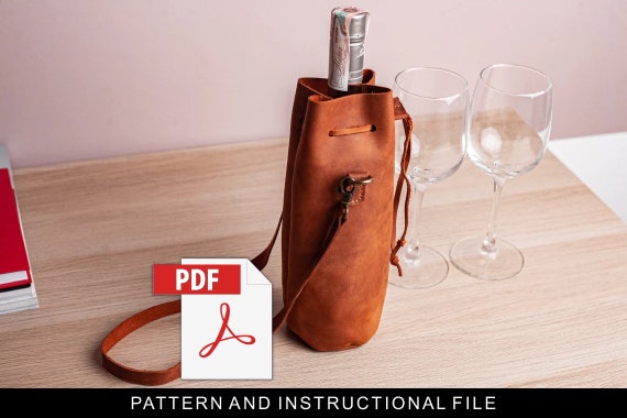 Wine bag pattern sew,Wine tote bag pattern,Wine carrier pattern,Leather wine tote pdf,Wine tote template,Wine bag pdf,Bottle bag pdf