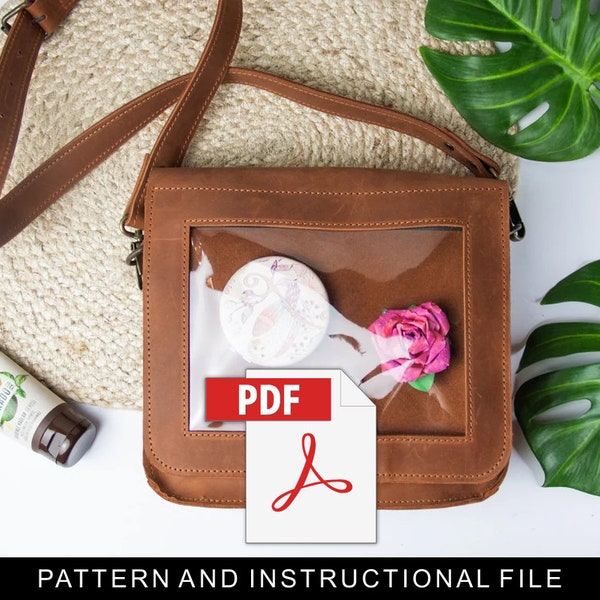 Pin bag pattern,Ita bag pattern,Transparent bag pattern,Ita bag pdf,Ita bag template,Display bag pdf,Window bag template,Pin purse pattern