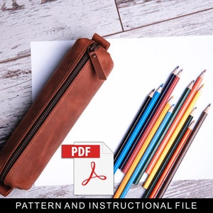 Leather zipper pouch pattern,Pencil case pattern leather,Pencil case pattern pdf,Pencil pouch pattern,Pen holder template