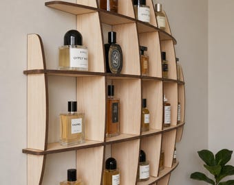 Półka na perfumy, organizer na perfumy, półka na wodę kolońską, półka wisząca, drewniana półka ścienna, stojak na perfumy, półka ścienna, regał na wodę kolońską