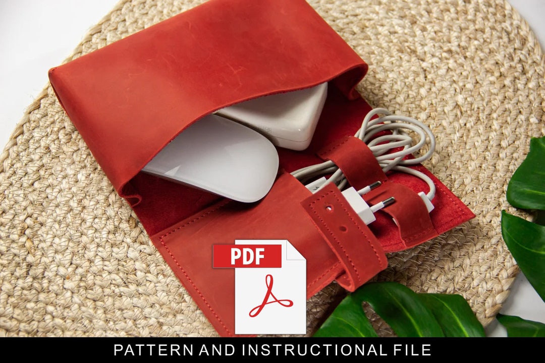 Leather Travel Organizer Pattern, Leather Tech Organizer Pdf, Leather