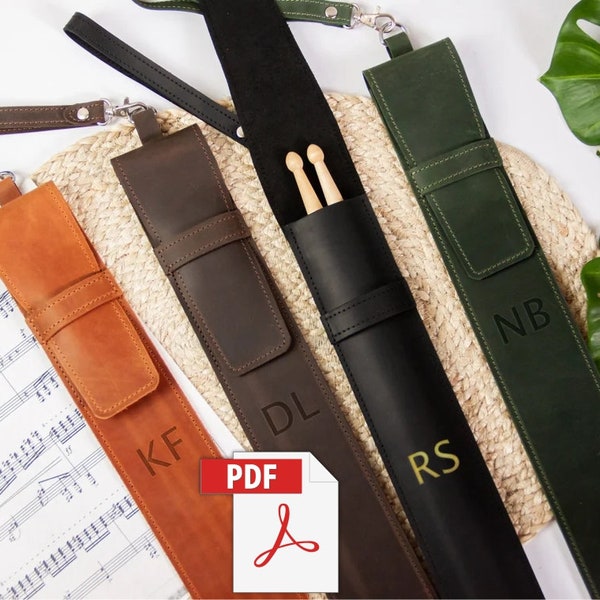 Leather drumstick bag pattern,Drumstick holder pattern,Drum stick bag pattern,Drum stick bag pdf,Drum stick holder pdf