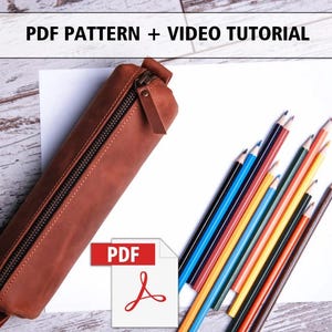 Modello per astuccio con cerniera in pelle, modello per astuccio in pelle, modello per astuccio in formato PDF, modello per astuccio, modello per portapenne