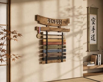 Karate Belt Display, Karate Belt Holder, Medal Hanger, Medal Display, Martial Arts, Taekwondo Belt, Jiu Jitsu Belt Rack, Belt Rack Wood