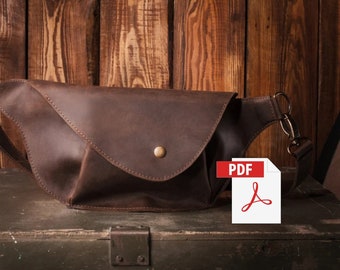 Heuptas pdf patroon, Leren riem tas patroon, Sling bag patroon, Sling bag patroon pdf, Heuptas patroon, Leren heuptas patroon