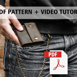 Cartera con cadena (PDF), Patrón de cartera de motociclista, Patrón de cartera de cuero para hombre, Patrón de cartera con cadena, Cartera de cuero para hombre (PDF)