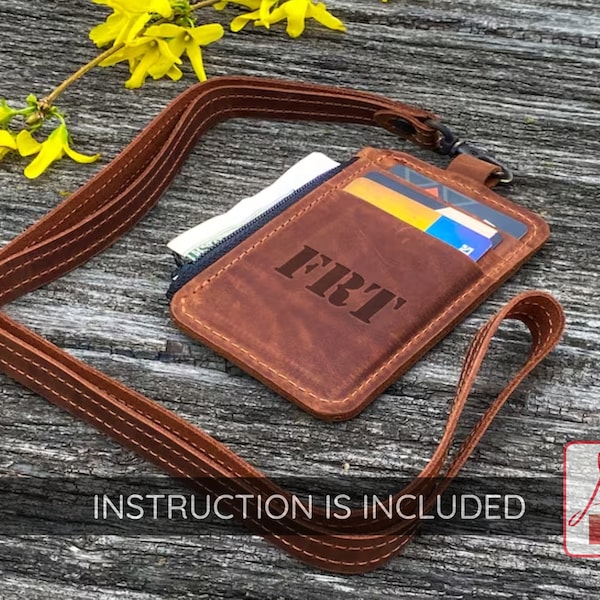 Id badge holder pdf, Id badge holder pattern, Leather badge holder pattern, Leather badge holder pdf, Badge holder pattern