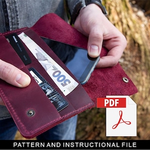 Frauen Brieftasche Muster, Brieftasche pdf Muster, Leder Muster pdf, Lange Brieftasche Muster Leder, Telefon Brieftasche Muster, Leder Brieftasche Vorlage