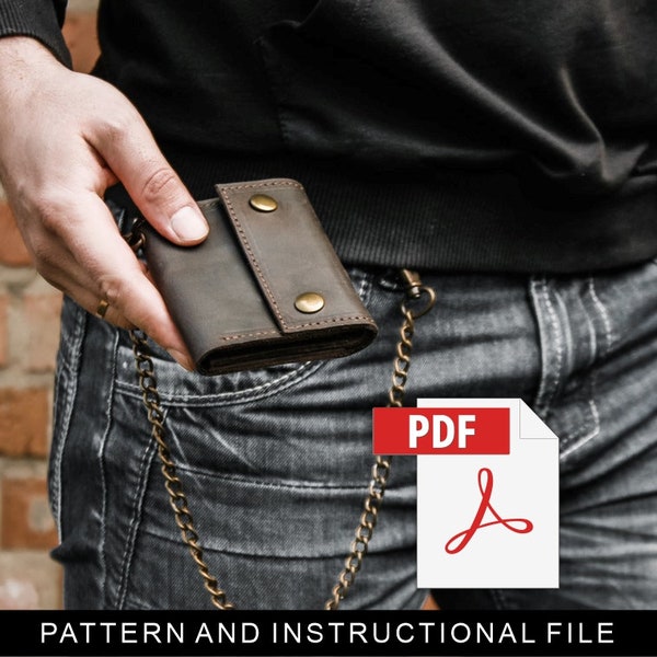 Chain wallet pdf,Biker wallet pattern,Leather wallet mens pattern,Wallet with chain pattern,Mens leather wallet pdf