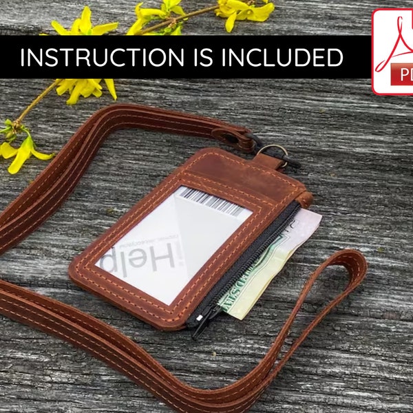 Id holder pdf, Id holder pattern, Badge holder pdf, Badge holder pattern Leather badge holder pattern, Leather badge holder pdf