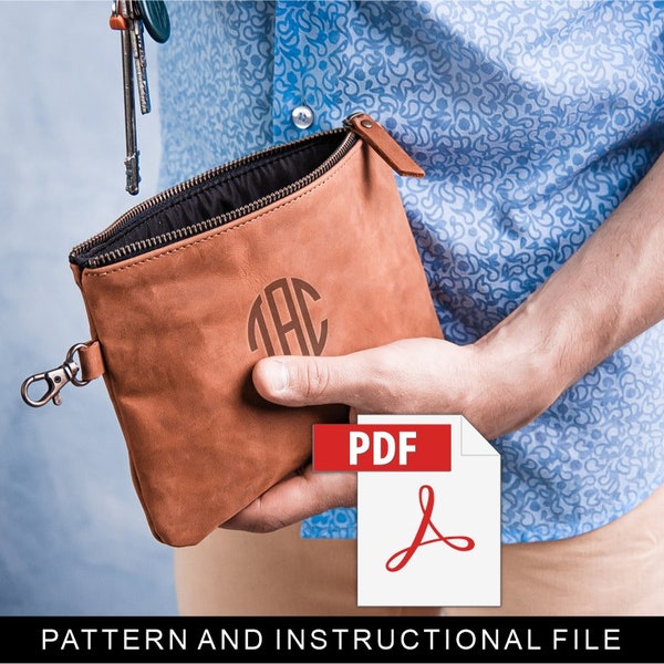 Leather golf pouch pattern,Golf valuables pouch pattern,Golf pouch pdf,Men golf pouch pattern