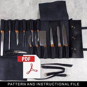 Modello rotolo coltello, Modello rotolo coltello in pelle, Modello rotolo chef, Modello custodia coltello, Modello custodia coltello