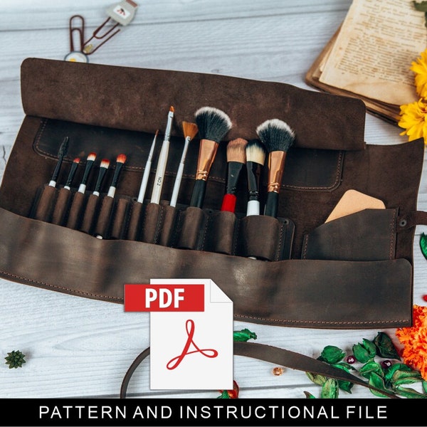 Makeup brush case pdf,Makeup brush holder pattern,Makeup pouch pattern,Makeup brush roll pdf,Makeup organizer roll pdf