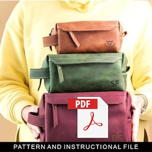 Patron trousse de toilette, Patron kit Dopp, Sac de rasage pdf, Trousse de toilette pdf, Kit Dopp pdf, Patron diy cuir