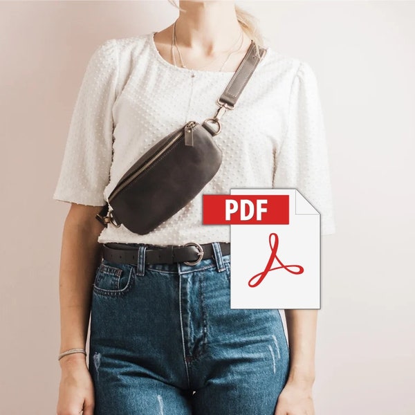 Leather waist bag pattern, Leather waist bag pdf, Leather belt bag pattern, Leather sling bag pattern, Sling bag pattern pdf